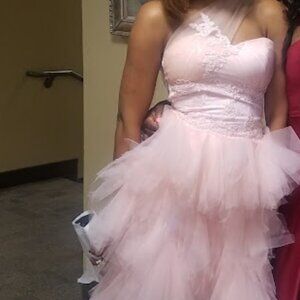 Ball-Gown/Princess One Shoulder Asymmetrical Tulle Prom Dresses With Cascading R